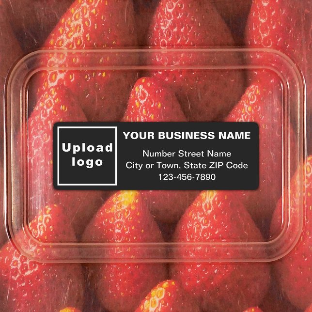 Minimal Business Branding on Black Rectangle Labels (Black rectangle adhesive label with minimal business branding)