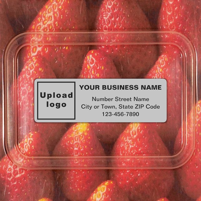 Minimal Business Branding on Gray Rectangle Labels (Gray rectangle adhesive label with minimal business branding)