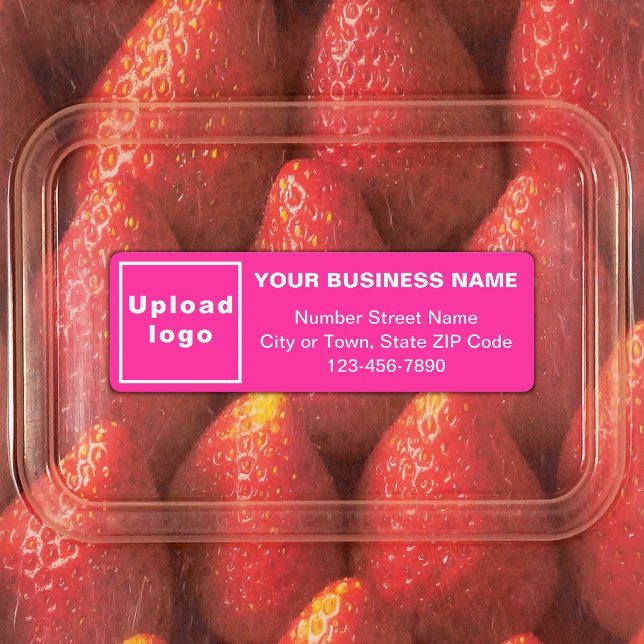 Minimal Business Branding on Pink Rectangle Labels (Pink rectangle adhesive label with minimal business branding)