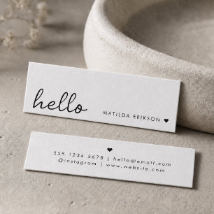 Minimal Business Cards   Simple Hello White Mini