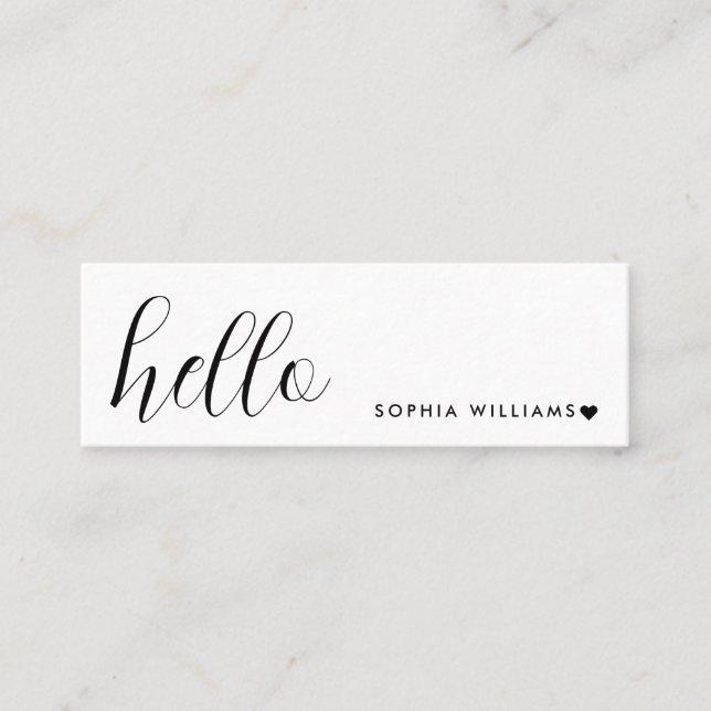 Minimal Business Cards | Simple Hello White Mini (Front)
