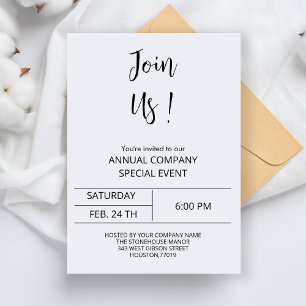 Minimal Business Event Dinner Party Annual Charity Invitation