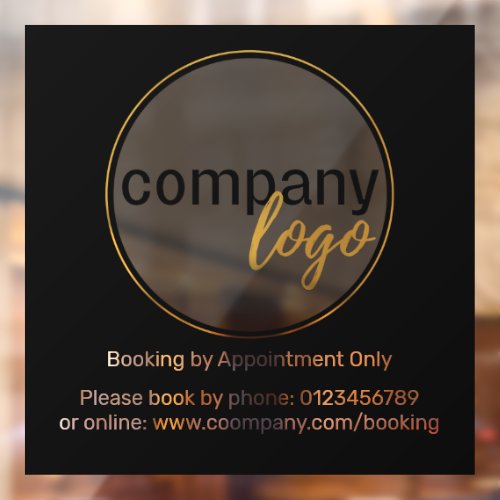 MINIMAL BUSINESS LOGO BOOKING BY APPOOINTMENT  WINDOW CLING