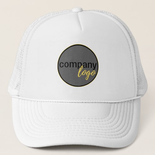 MINIMAL BUSINESS LOGO COMPANY BRANDING WHITE TRUCKER HAT