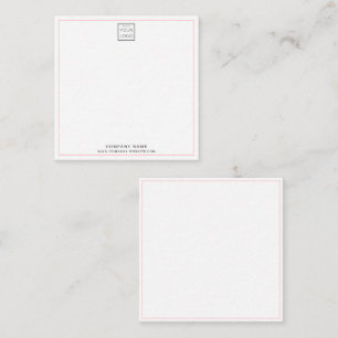 Minimal Business Logo Company Name Pink Border Note Card