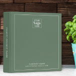 Minimal Business Logo Company Name Sage Green 3 Ring Binder<br><div class="desc">Stylish and modern professional binder to store your business stationery .Personalize  with your logo and details.</div>