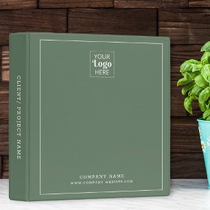 Minimal Business Logo Company Name Sage Green 3 Ring Binder