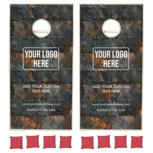 Minimal Business Logo Grunge Metal Steampunk Cornhole Set