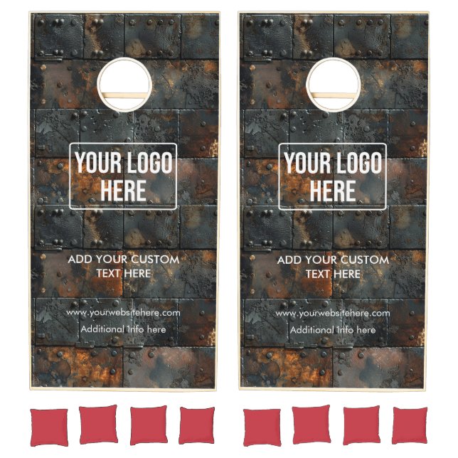 Minimal Business Logo Grunge Metal Steampunk Cornhole Set (Set)