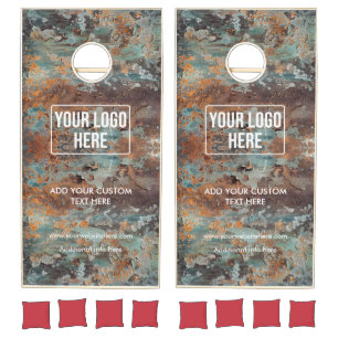 Minimal Business Logo Grunge Rusted Copper Metal  Cornhole Set