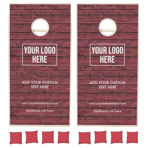 Minimal Business Logo Grunge Rusted Copper Metal Cornhole Set