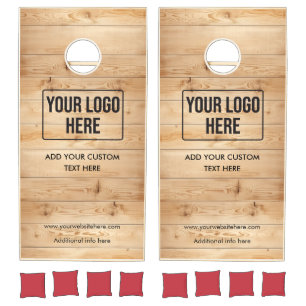 Minimal Business Logo Light Wood Cornhole Set