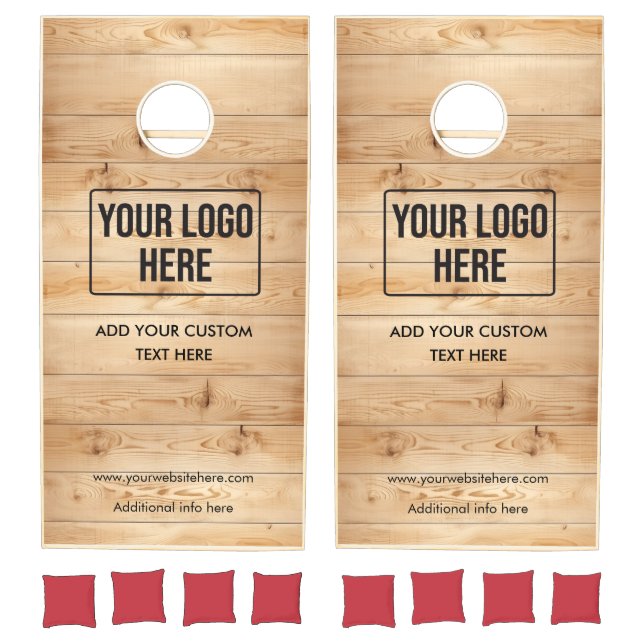 Minimal Business Logo Light Wood Cornhole Set (Set)