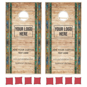 Minimal Business Logo Light Wooden Barrel Cornhole Set