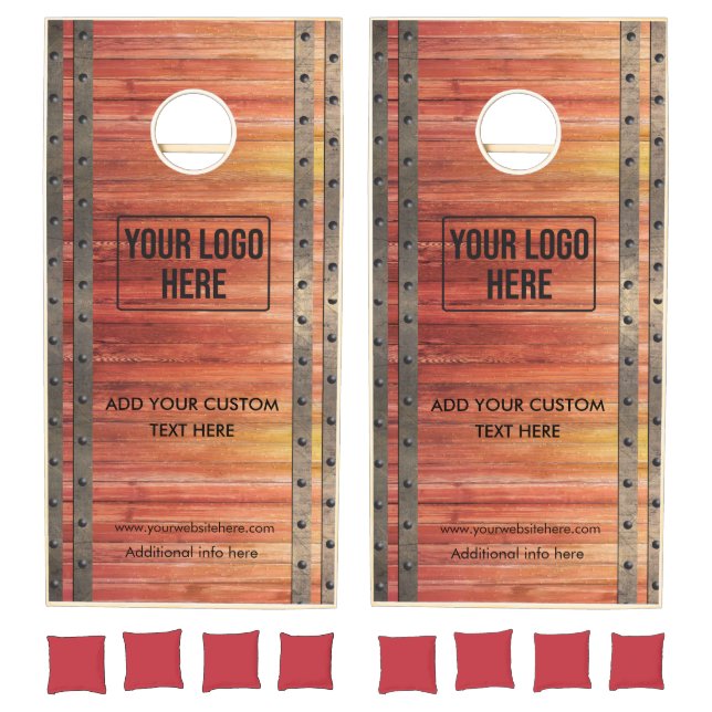 Minimal Business Logo Oak Barrel Cornhole Set (Set)