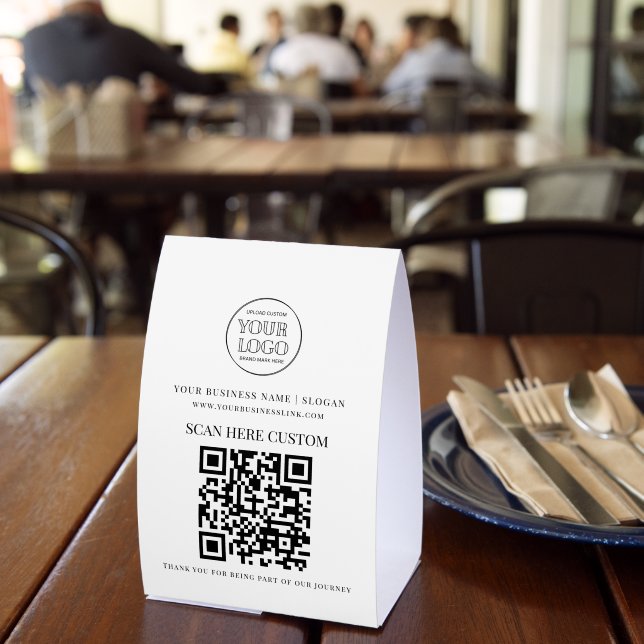Minimal Business Logo Scan QR CODE Paper Table Tent (Insitu(Restaurant))