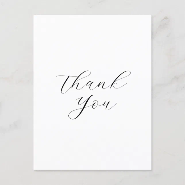 Minimal Business Logo Script Thank You White Postcard | Zazzle