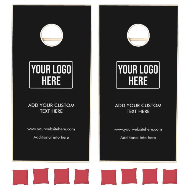 Minimal Business Logo Simple Black Cornhole Set (Set)