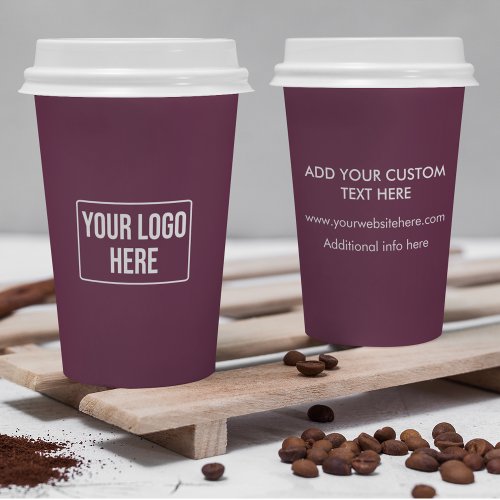 Minimal Business Logo Simple Maroon Purple Coffee Paper Cups