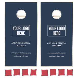 Minimal Business Logo Simple Navy Blue Cornhole Set