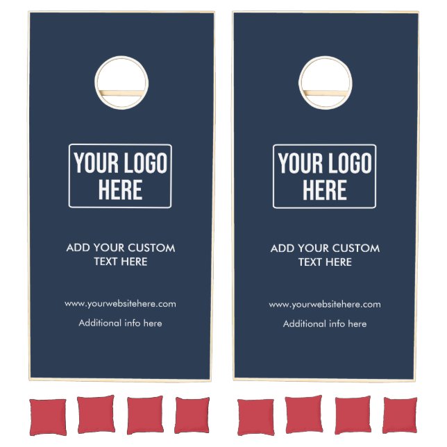 Minimal Business Logo Simple Navy Blue  Cornhole Set (Set)