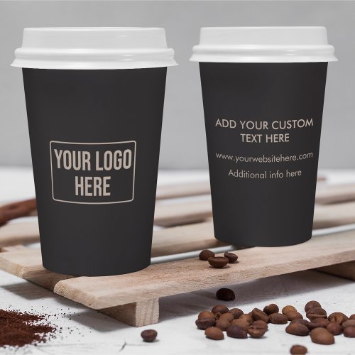 Minimal Business Logo Simple Soft Black Coffee  Paper Cups