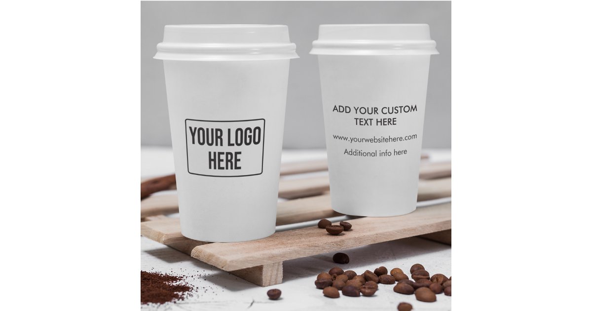 Minimal Business Logo Simple White Coffee Paper Cups | Zazzle