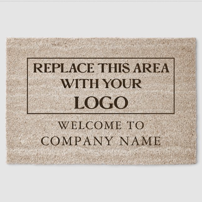 Minimal Business Logo Welcome To Company Fiber Doormat (Front)