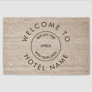 Minimal Business Logo Welcome To Hotel Name Fiber Doormat
