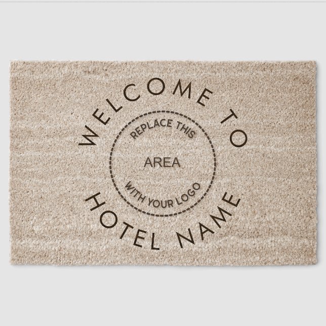 Minimal Business Logo Welcome To Hotel Name Fiber Doormat (Front)