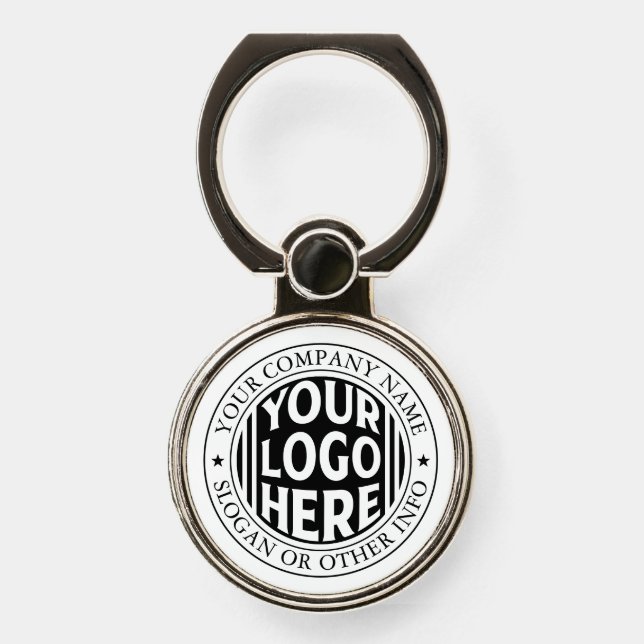 Minimal Business Name And Custom Brand Logo  Phone Ring Stand (Front)