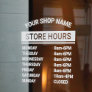Minimal Business Name Store Hours Of Operation Window Cling