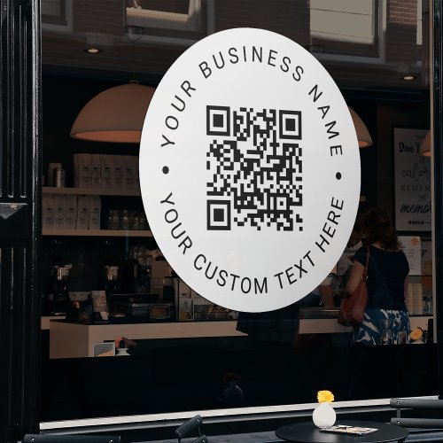 Minimal Business QR Code White Scannable Window Cling