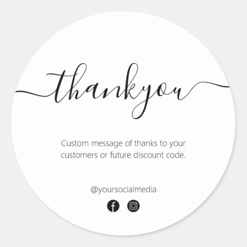 Minimal Business Thankyou Order Packaging Classic Round Sticker