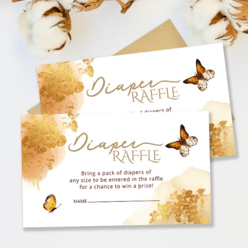 Minimal Butterfly Baby Shower Diaper Raffle Enclosure Card