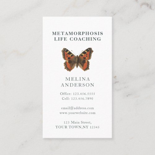 Minimal Butterfly Life Coach Business Card