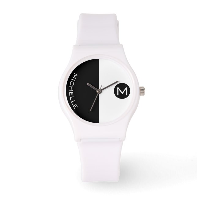 Minimal BW Halftone Monogrammed Watch (Front)