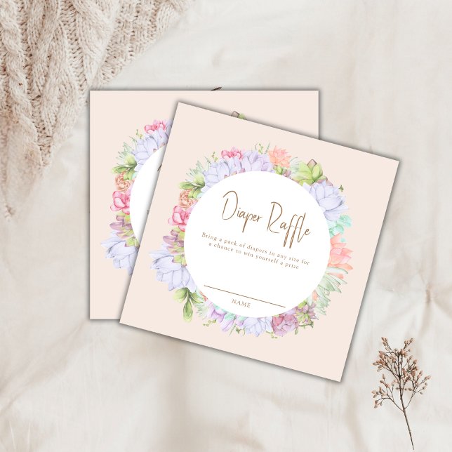 Minimal Cactus Desert Diaper Raffle Baby Shower  Enclosure Card (Minimal Cactus Desert Diaper Raffle Baby Shower Enclosure Card)