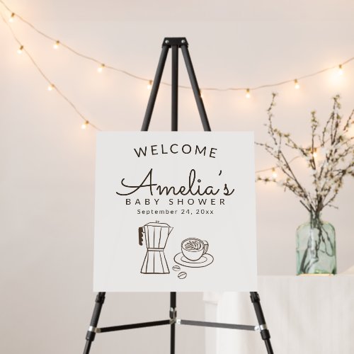 Minimal Cafe Coffee Welcome Baby Shower Foam Board