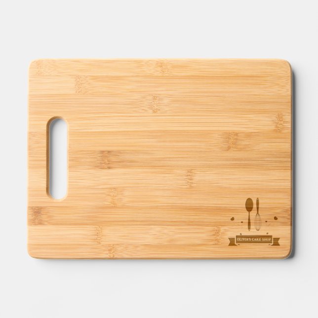 Minimal Cake or Bakery Shop Custom Logo  Engraved Cutting Board (Front)