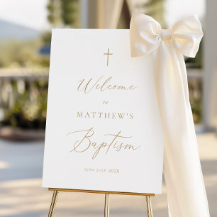 Minimal Calligraphy Baptism Welcome Sign