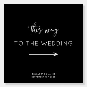 Minimal Calligraphy Black Arrow Wedding Sign