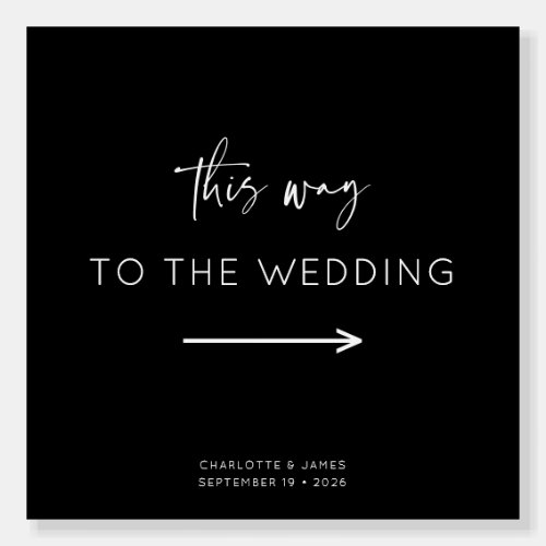 Minimal Calligraphy Black Arrow Wedding Sign