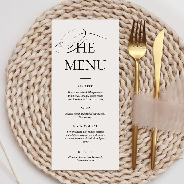 Minimal Calligraphy Black & White | Dinner Wedding Menu (Creator Uploaded)