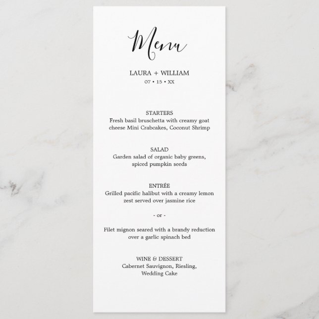 Minimal Calligraphy Christmas Wedding Dinner Menu (Front)