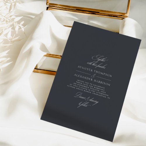Minimal Calligraphy Dark Gray Classic Wedding Invitation