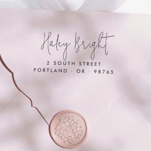 Minimal Calligraphy Modern Return Address Rubber Stamp