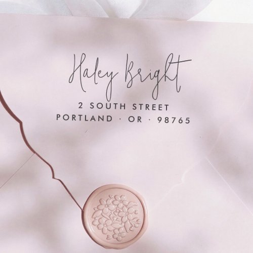 Minimal Calligraphy Modern Return Address Rubber Stamp