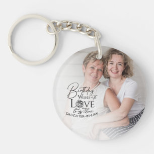 Minimal Calligraphy Photo Birthday Daughter-in-law Keychain