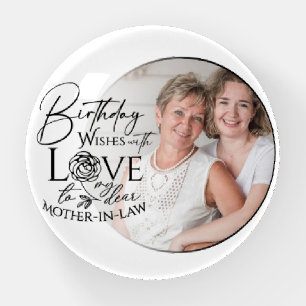 Minimal Calligraphy Photo Birthday Mother-in-law Paperweight